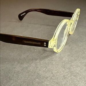Giorgio Armani Women's Glasses with Yellow Frame and Brown Temples